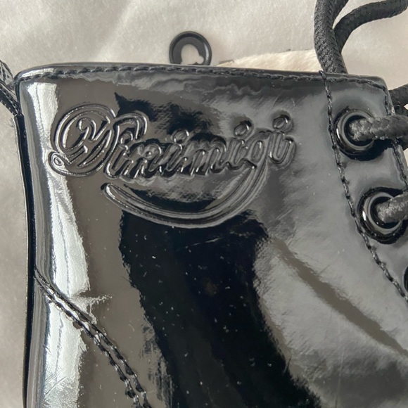 Daclay Dinimigi Black Patent Leather Boots Youth Size 26 - Picture 7 of 8